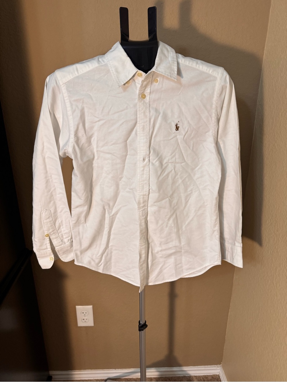 Ralph Lauren White Button-Down Oxford Shirt with Polo Pony